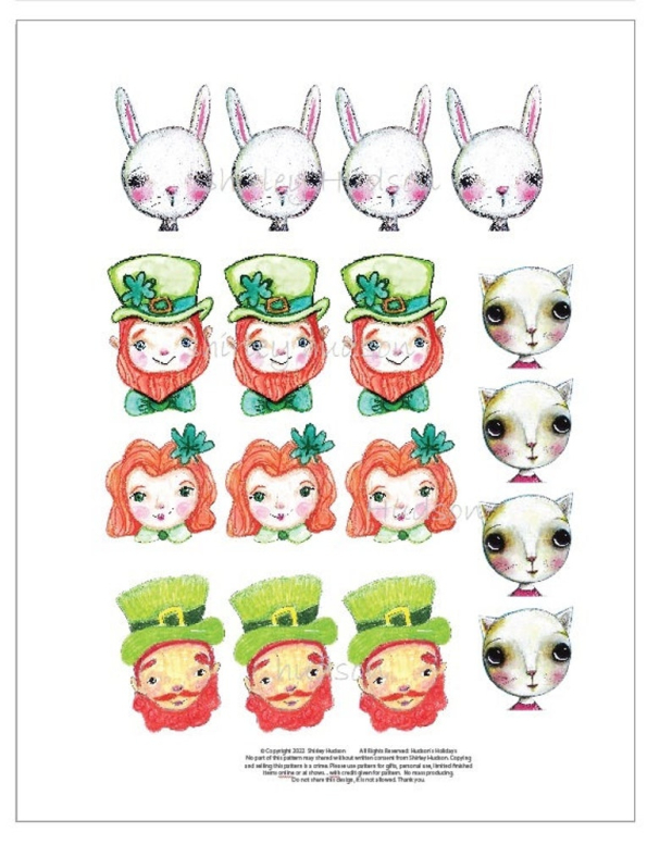 Chenille stem doll ornies pattern Easter St. Patrick's day bunny cat ornaments chenille stem dolls