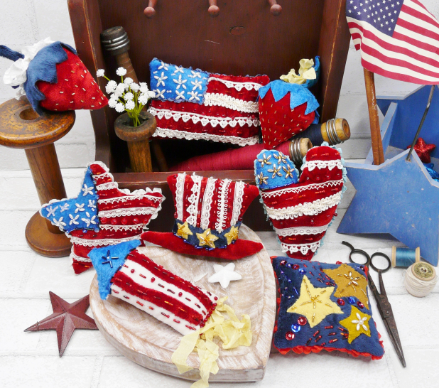 Patriotic American Bowl fillers & ornaments in Velvet Pattern