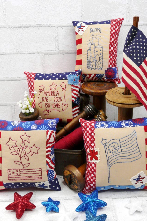 Americana ornaments bowl filler mini pillows embroidery pattern