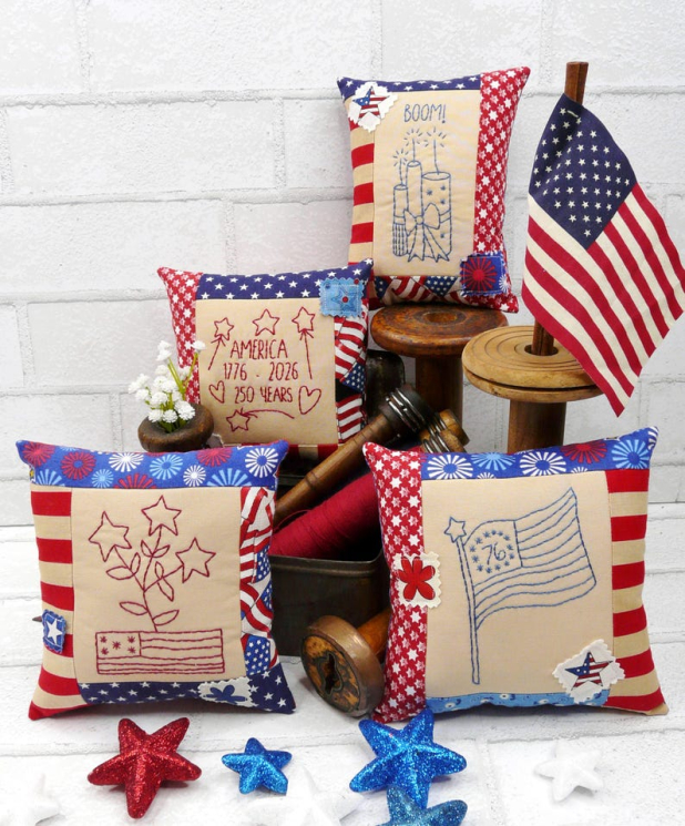 1776 American bowl Fillers pattern Americana ornaments bowl filler mini pillows embroidery pattern