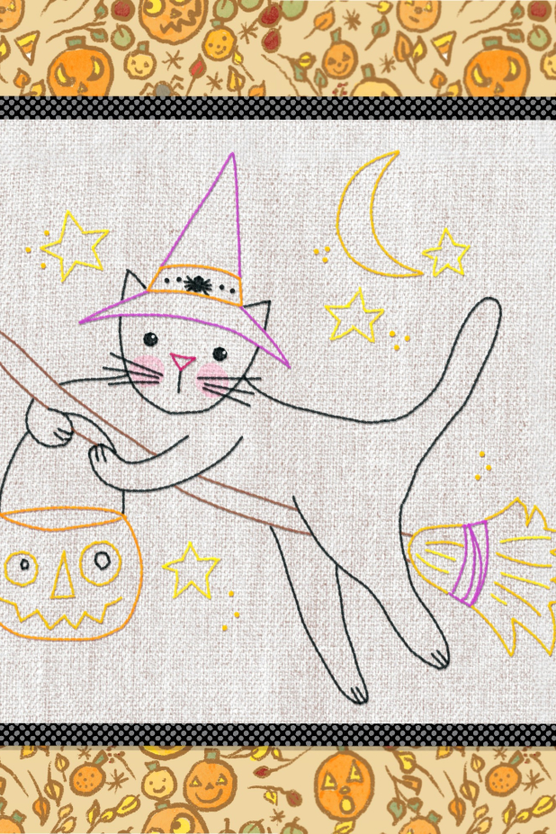 Kitty witch embroidery pattern 464