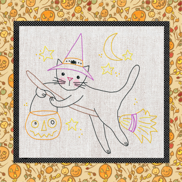 Kitty witch embroidery pattern 464