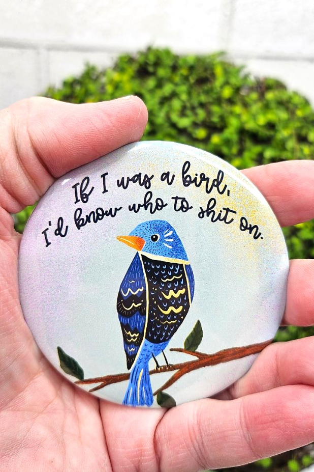 Parakeet Bird Art Button – Funny Bird Painting Pinback (3 inch) Parakeet Bird Art Button – Funny Bird Painting Pinback (3 inch)