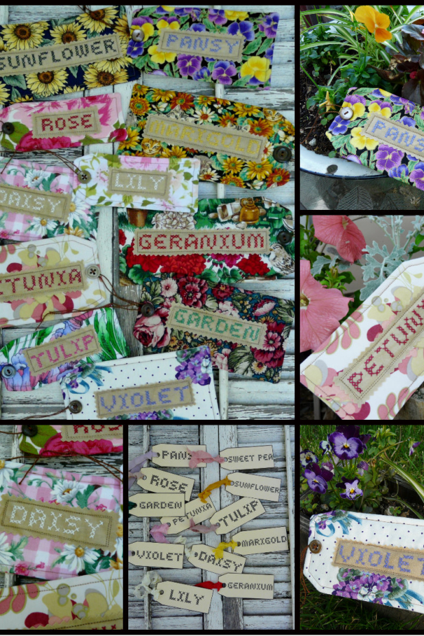 Garden tags Faux cross-stitch Pattern Garden tags Faux cross-stitch Pattern