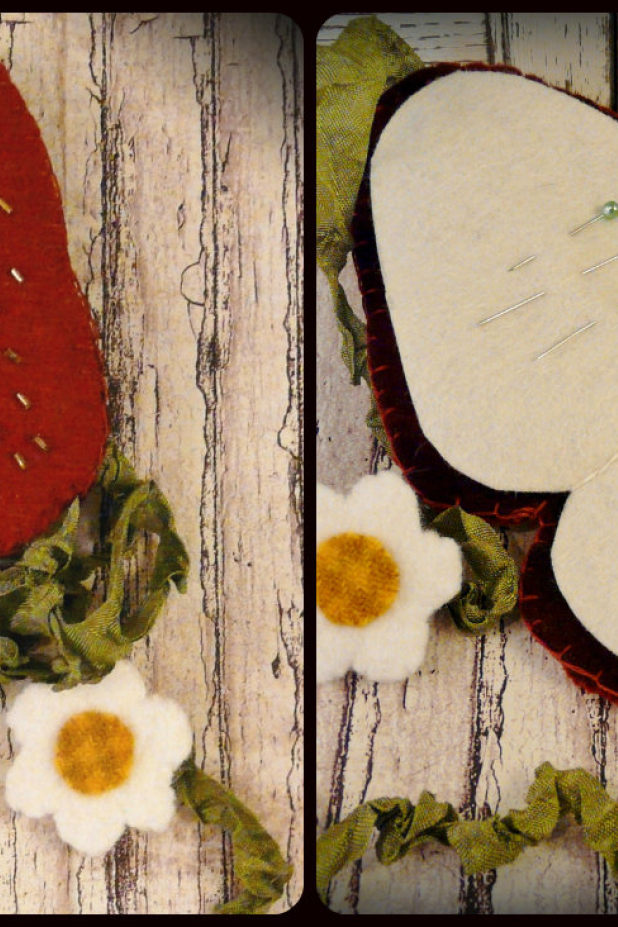 Strawberry pincushion needlecase flower