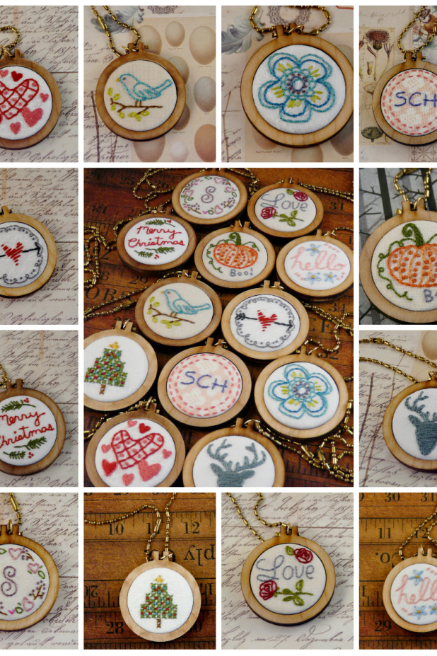 all holiday tiny embroidery necklace designs