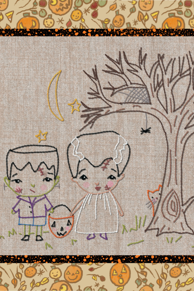frankenstein and the bride hand embroidery pattern