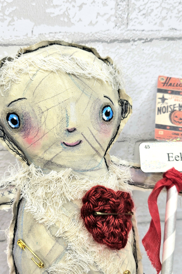 monster mummy art doll muslin painted ooak collectable
