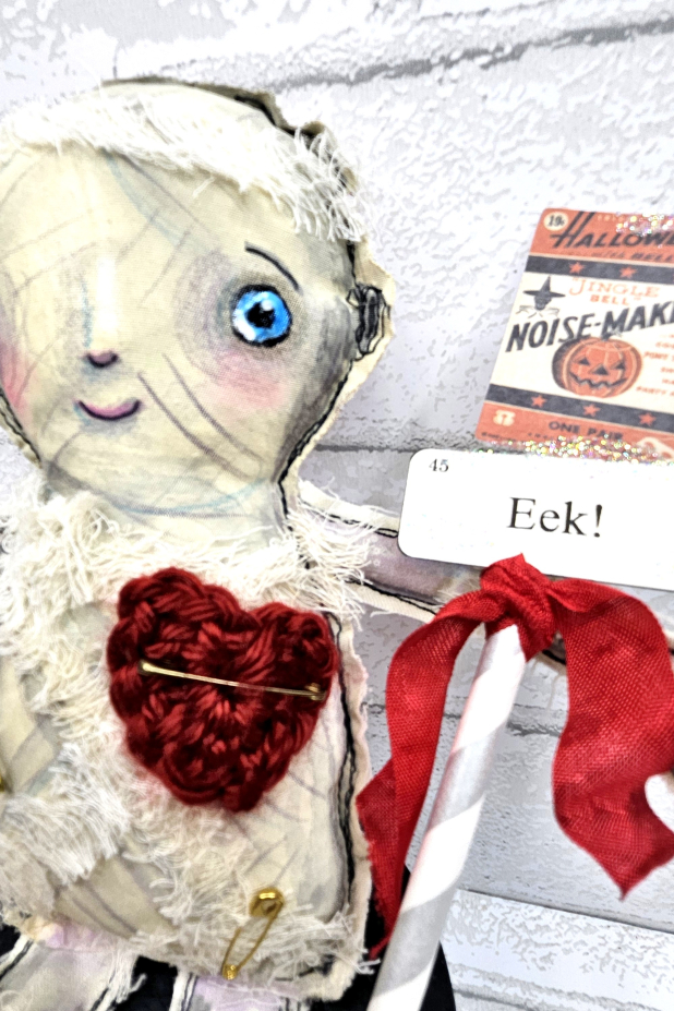 monster mummy art doll muslin painted ooak collectable
