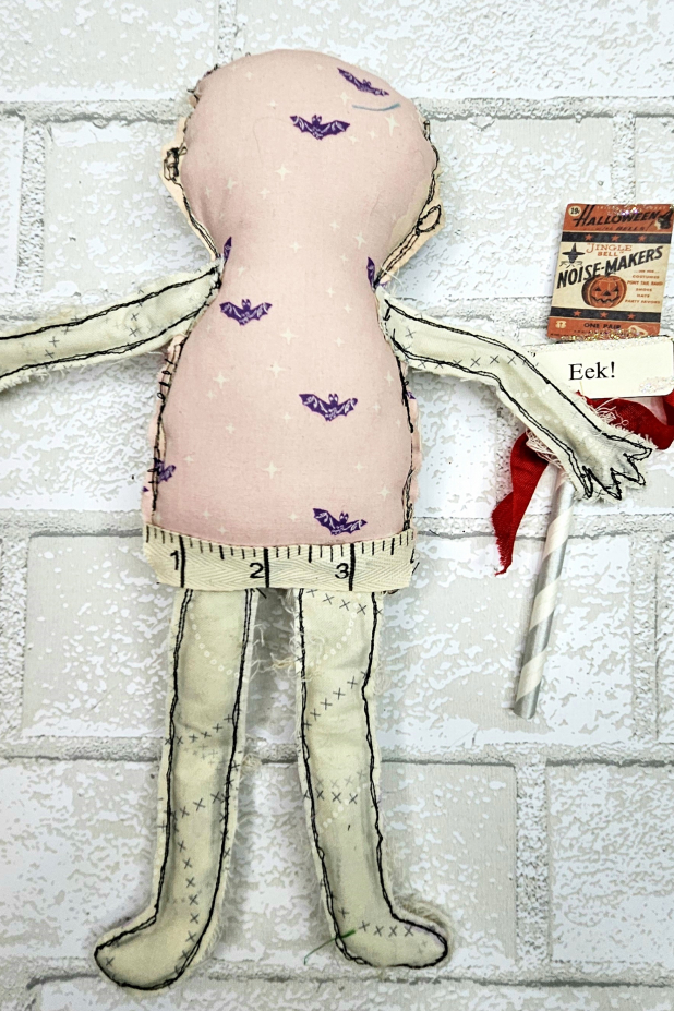monster mummy art doll muslin painted ooak collectable