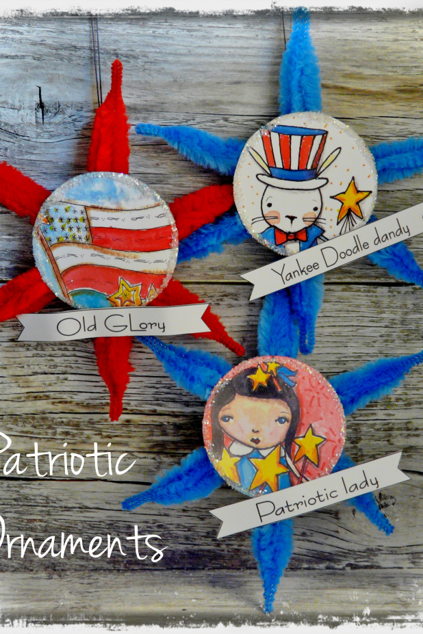 Patriotic Americana ornaments flag banner pattern #358.