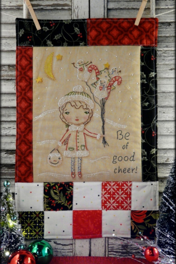 Be of Good Cheer embroidery quilt pattern #367 Christmas embroidery quilt pattern girl