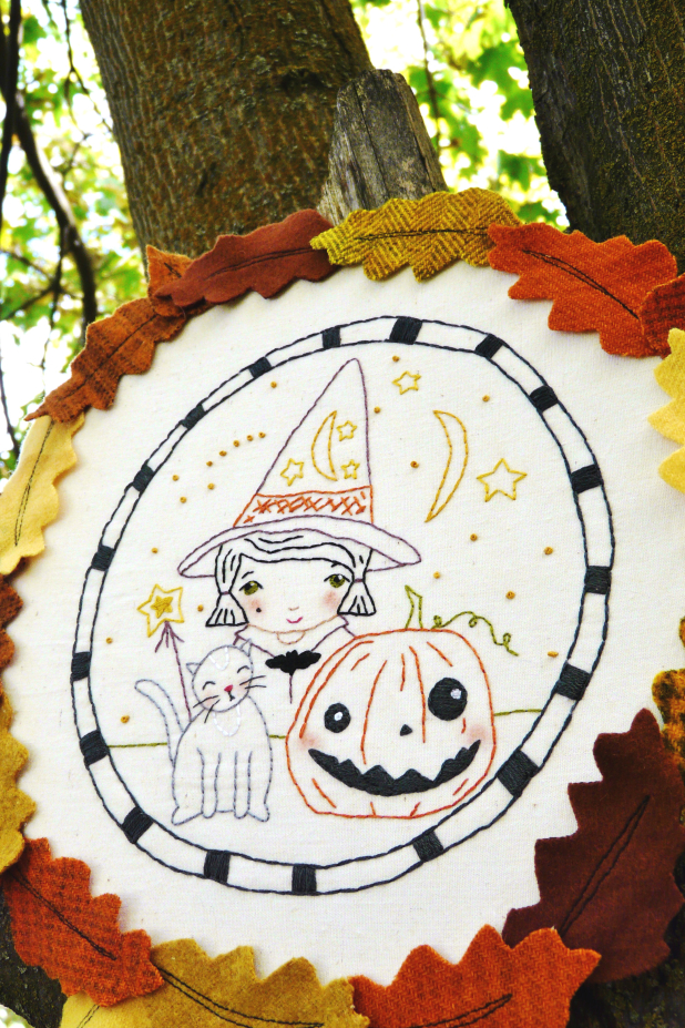 Wee bit wicked Witch Halloween embroidery pattern