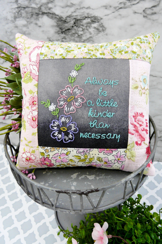 black chalk board fabric embroidery design