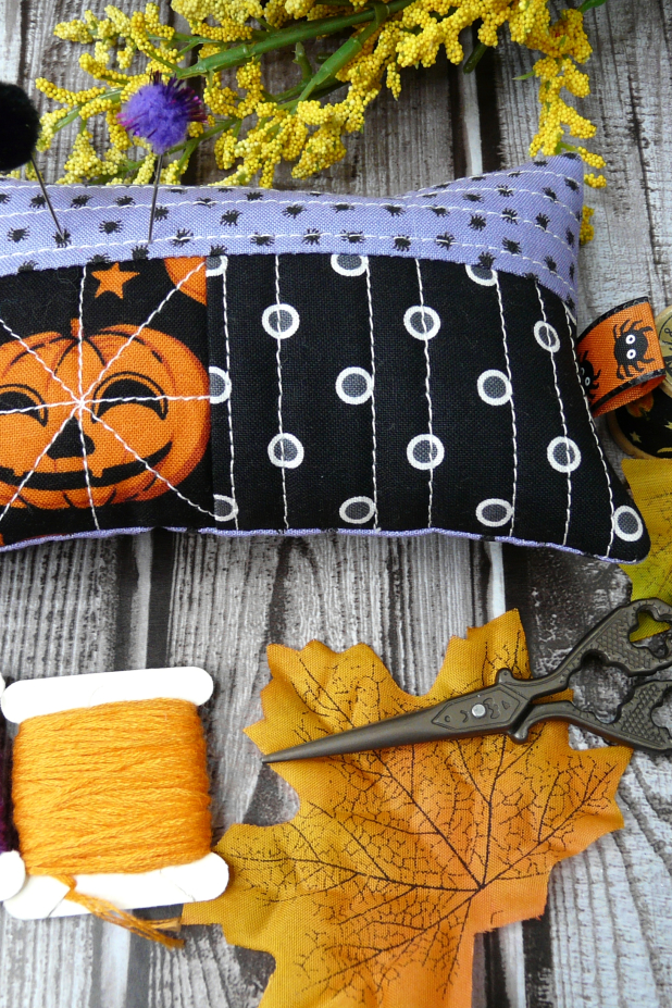 halloween quilted pincushions 4 designs Halloween Pinnie- Embroidery & quilted pincushion pattern #421