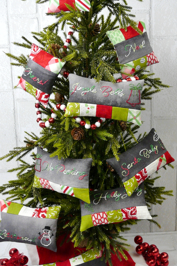 chalk board embroidery christmas ornaments pattern