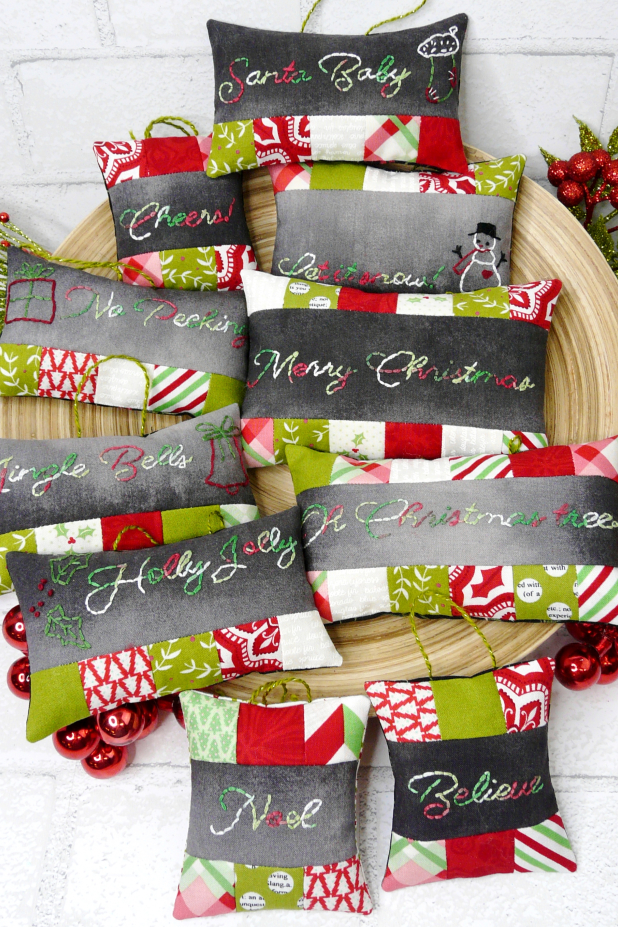 chalk board embroidery christmas ornaments pattern