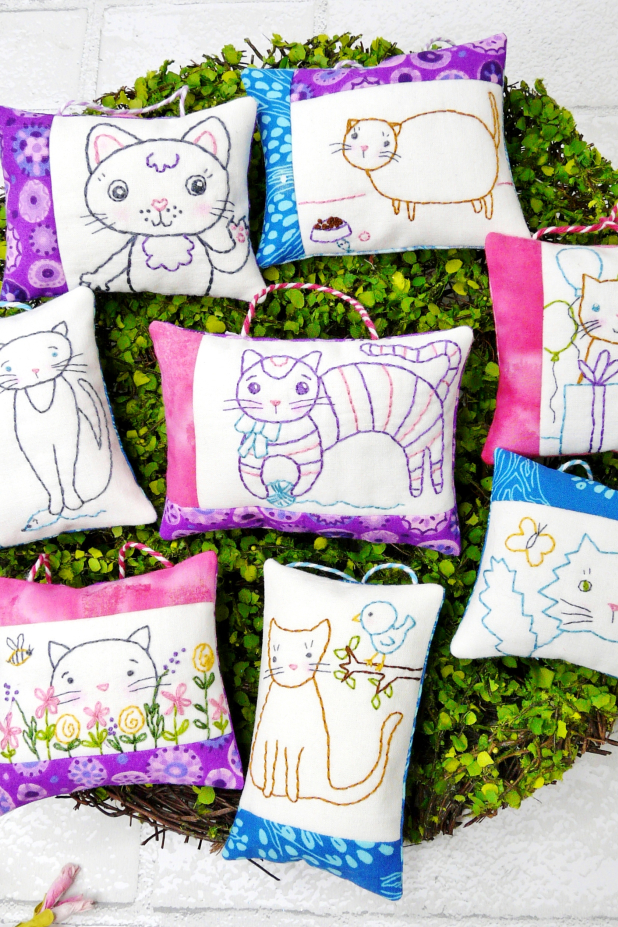 kitty cat kitten embroidery 8 designs pattern