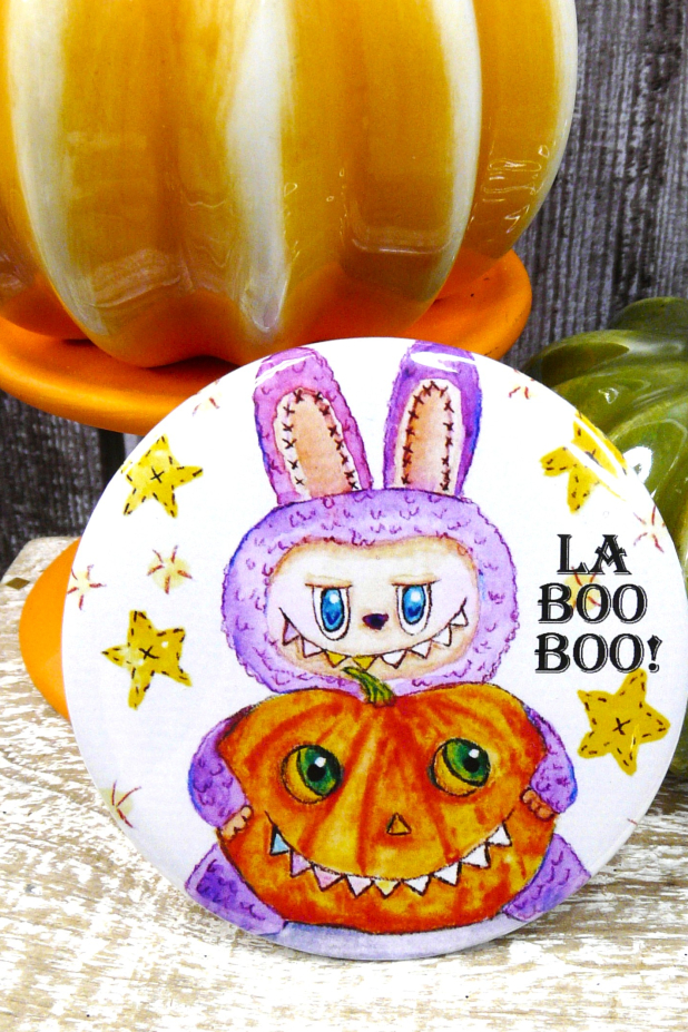 La boo boo art button 3 inches - Halloween Pin Painting pumpkin
