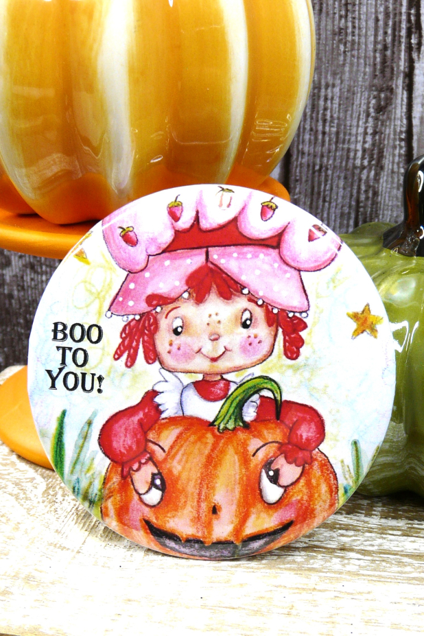 Strawberry Shortcake art button 3 inches - Halloween Pin Painting Print
