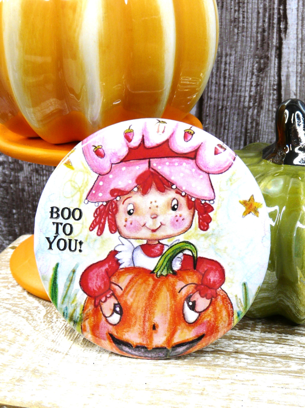 Strawberry Shortcake art button 3 inches - Halloween Pin Painting Print