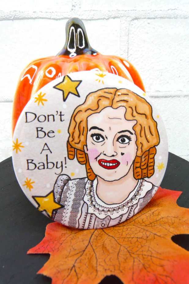 Baby jane art button 3 inches - Halloween Pin Painting