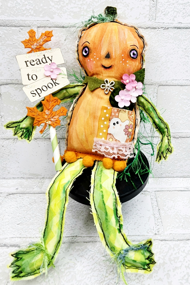 pumpkin art doll muslin painted ooak collectable