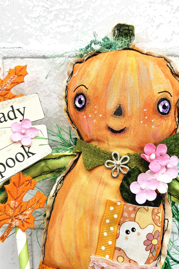 pumpkin art doll muslin painted ooak collectable