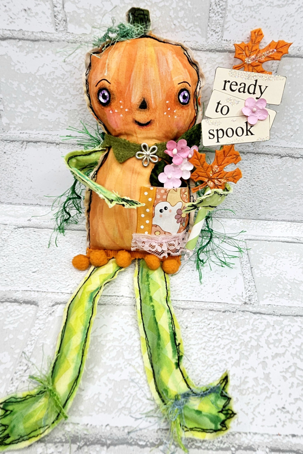 pumpkin art doll muslin painted ooak collectable