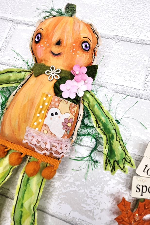 pumpkin art doll muslin painted ooak collectable