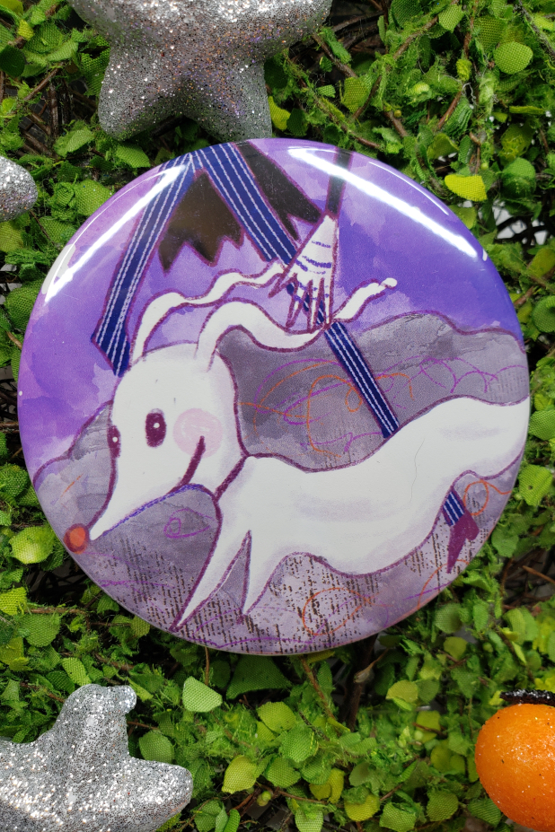 Zero art button 3 inches - Halloween dog Pin - art artwork vibrant inch procreate ghost Zero art button 3 inches - Halloween dog Pin - art artwork vibrant inch procreat