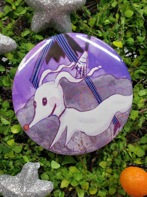 Zero art button 3 inches - Halloween dog Pin - art artwork vibrant inch procreate ghost Zero art button 3 inches - Halloween dog Pin - art artwork vibrant inch procreat