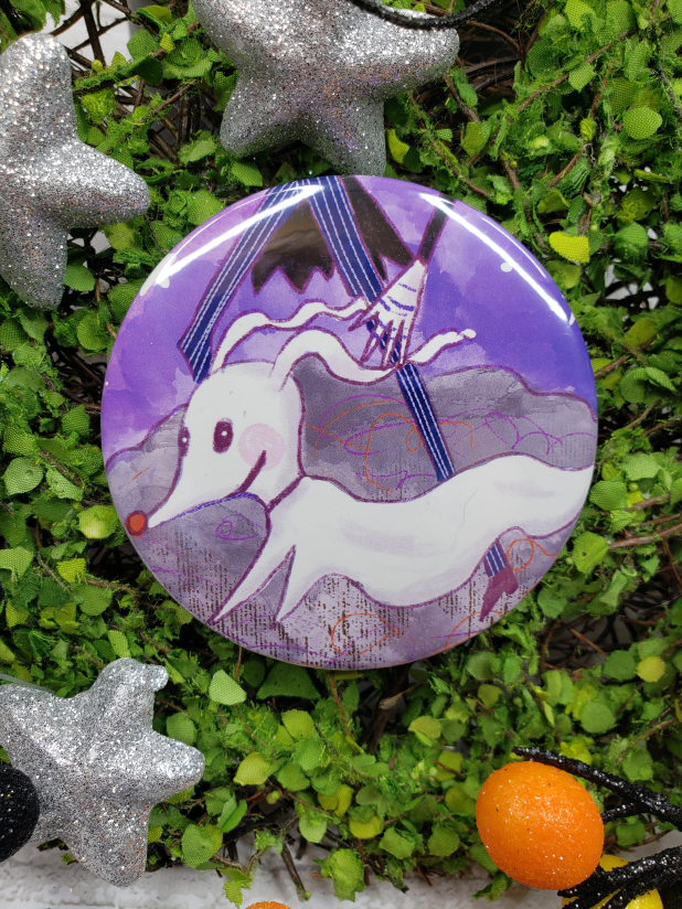 Zero art button 3 inches - Halloween dog Pin - art artwork vibrant inch procreate ghost Zero art button 3 inches - Halloween dog Pin - art artwork vibrant inch procreat