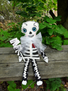 Halloween art doll skeleton - handmade painted