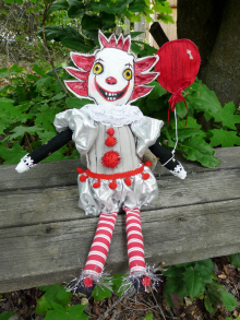 Clown art doll- hand painted scary it creature