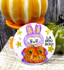 La boo boo art button 3 inches - Halloween Pin Painting pumpkin