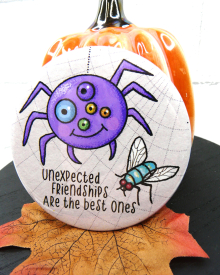 spider & Fly art button 3 inches - Halloween Pin